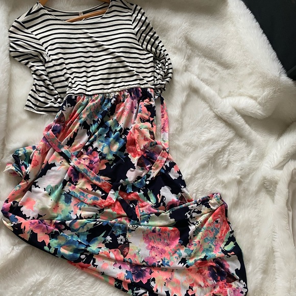 Pinkblush Dresses & Skirts - Maxi Dress - PinkBlush- Floral - Striped - Maternity